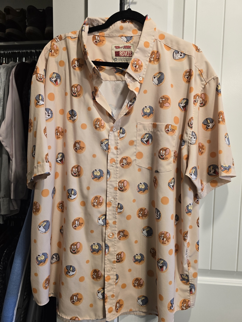 RSVLTS Men’s Peach Tom & Jerry Button-Down 3XL Shirt